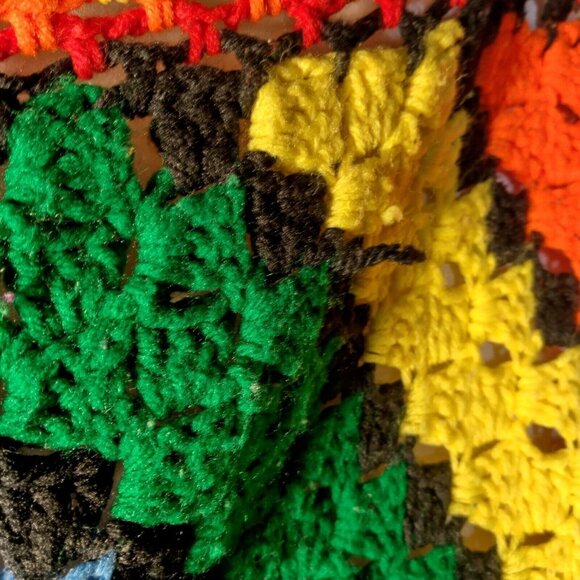 Handmade Crochet Afghan Blanket Rainbow Geometric Stripe Pride Decor Square READ - Picture 8 of 14